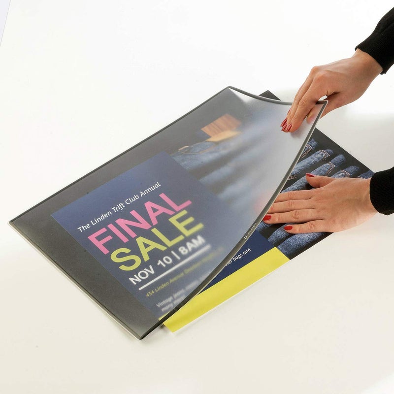DeskWindo Countertop Sign Holder, Lies Flat On Counters and Tabletops, Clear Poster Pocket with Nonslip Backing, Holds 17" by 11" Signs - Image 3